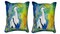 Pair of Betsy Drake D and B’s Blue Heron Large Indoor/Outdoor Pillows